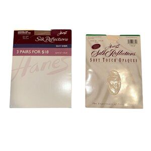 New Vtg Hanes Silk Refelcetions Womens Pantyhose Size AB Reinforced Toe Control